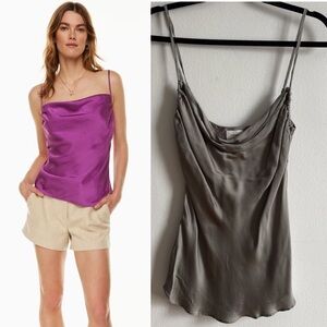 Aritzia Wilfred Sz S Sage Green Satin Minimalist Allusion Camisole